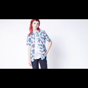 McMillan floral woven button up: tomboy boyfriend